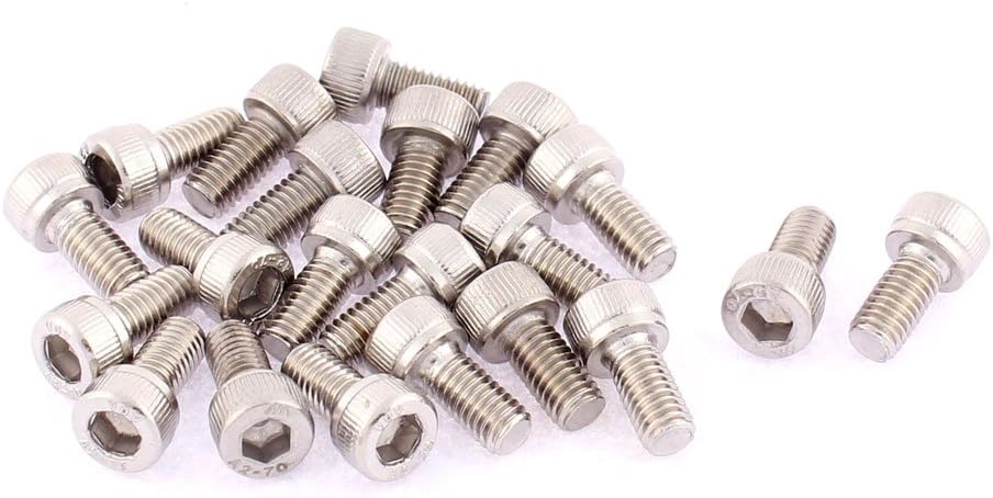 M5 x 10mm Thread Stainless Steel Hex Socket Cap Screws Bolts 21pcs