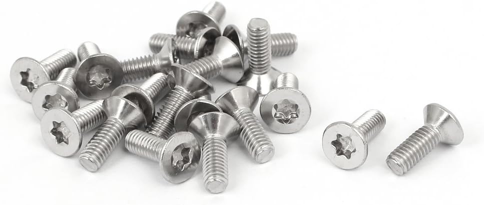 M4 x 12mm 316 Stainless Steel Flat Torx Head Machine Screw Silver Tone 20pcs