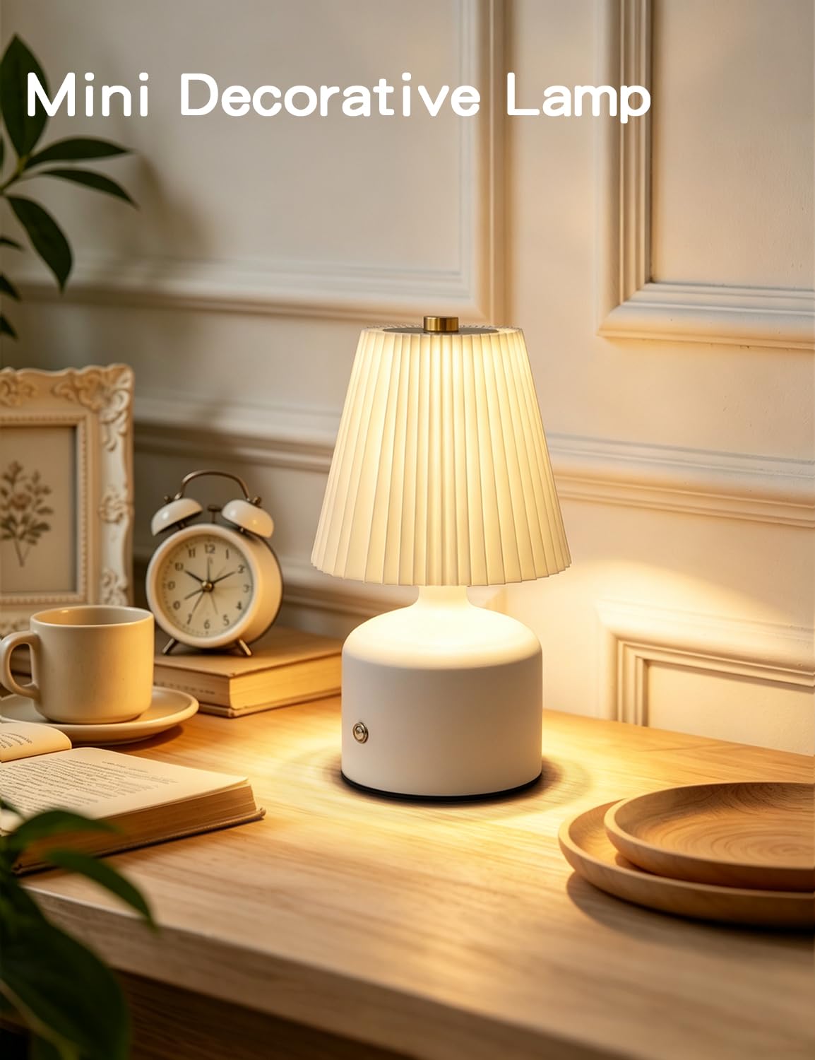 LinkMejor liten bordlampe, ladbar lampe med 3 farge trinnløs dimming