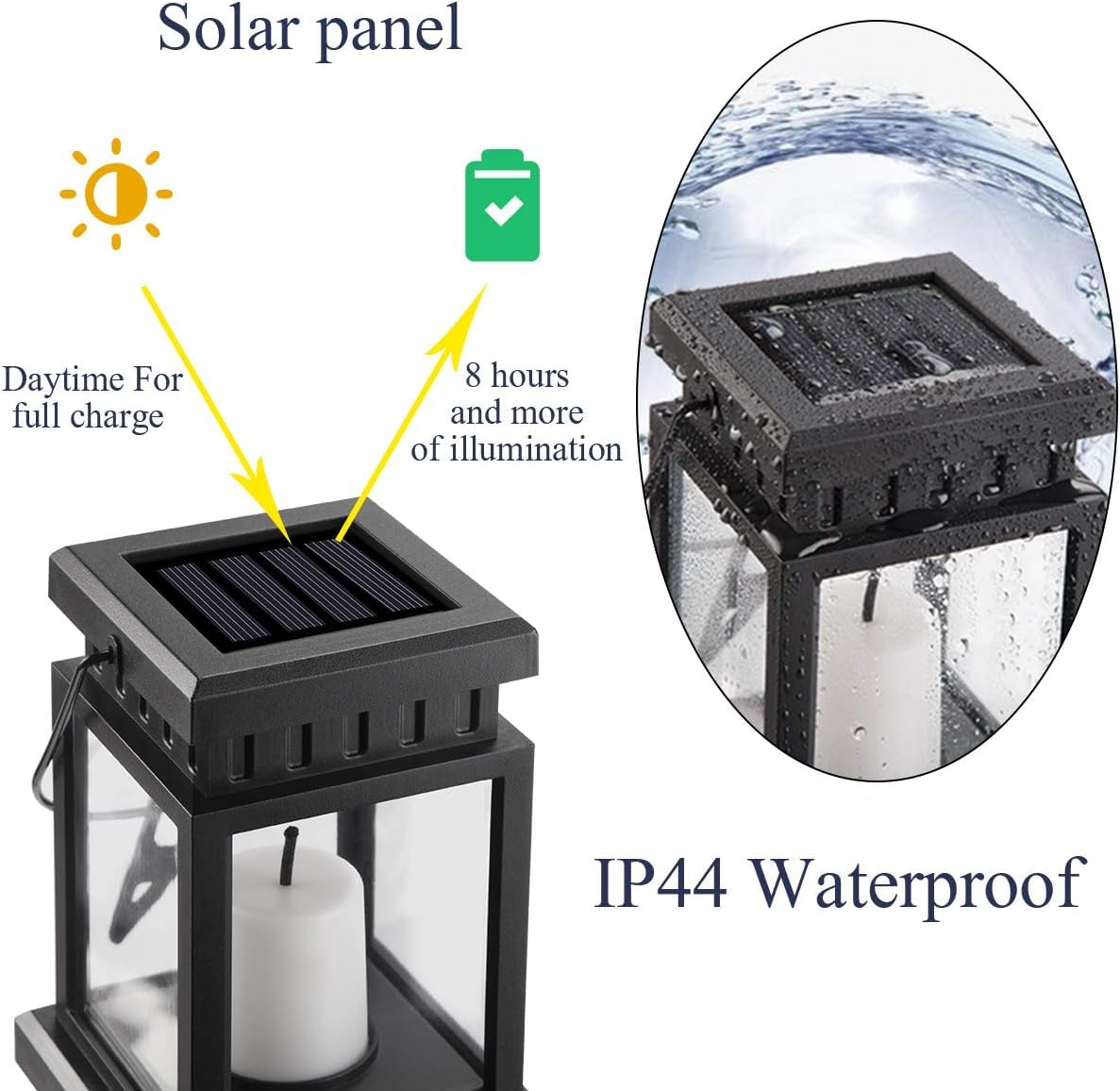 LinkMejor 8 Pack Lâmpada de Penduramento Solar ao Ar Livre, Efeito de Luz de Vela