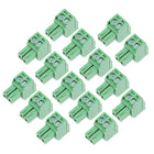 15Pcs AC300V 10A 3.81mm Pitch 2P Flat Angle Needle Seat Insert-in PCB Terminal Block Connector Green