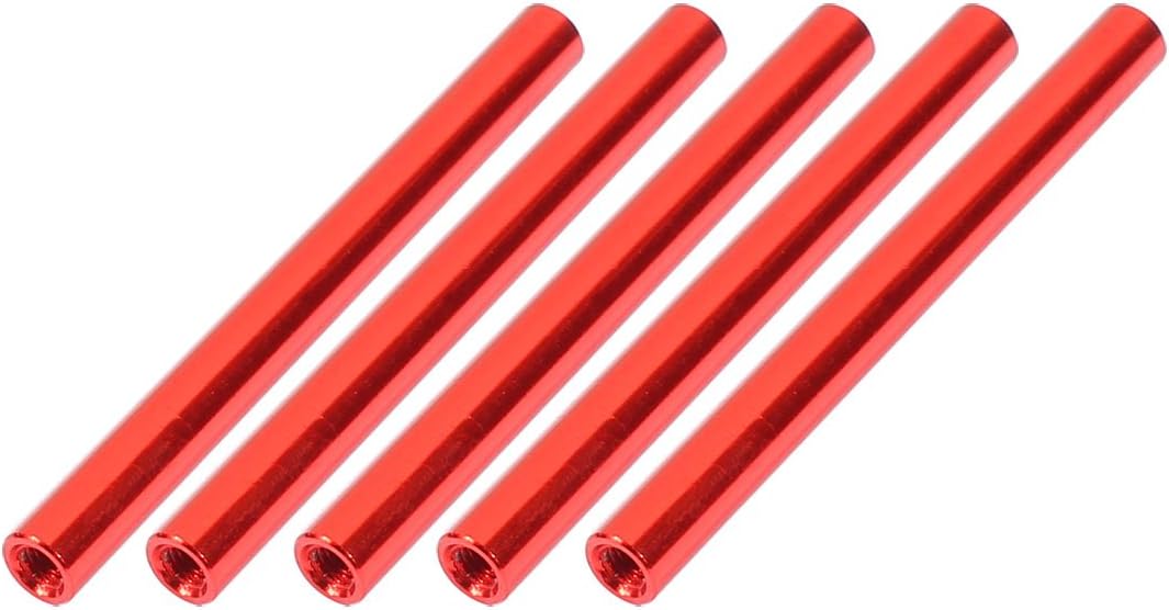5 Pcs M3 x 55mm Round Aluminiferous Column Alloy Standoff Spacer Stud Fastener for Quadcopter Red