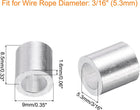 60 Pcs Aluminum Crimping Loop Sleeves for 3/16" Diameter Wire Rope, Round Aluminum Wire Rope Sleeve for Cable Line End