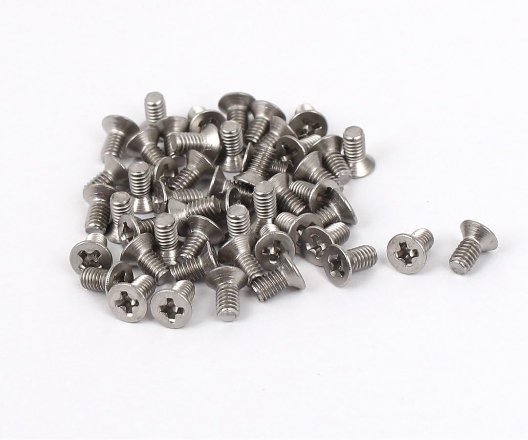 M2.5-0.45 x 5mm Fine Thread 304 Stainless Steel Phillips Flat Countersunk Head Machine Screws 50pcs