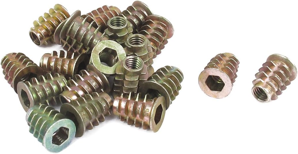 M6x15mm Hex Socket Screw in Thread Insert Nut 20 Pcs for Wood