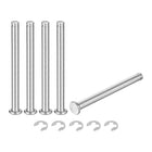 5Set M6x70mm 304 Stainless Steel Cylindrical Shaft Snap Ring Locating Pin, Flat Head Grooved Hinge Cylinder Position Pin with E Clip Retaining Ring, Silver