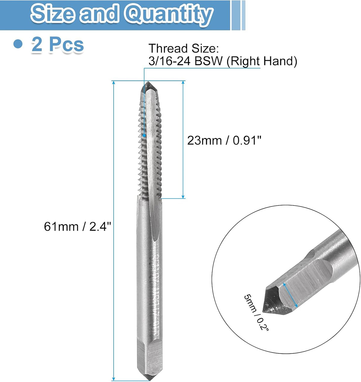 4 pezzi per fori a vite, utensili per foratura, macchine per fresare, acciaio ad alta velocità 6542 (HSS 6542)