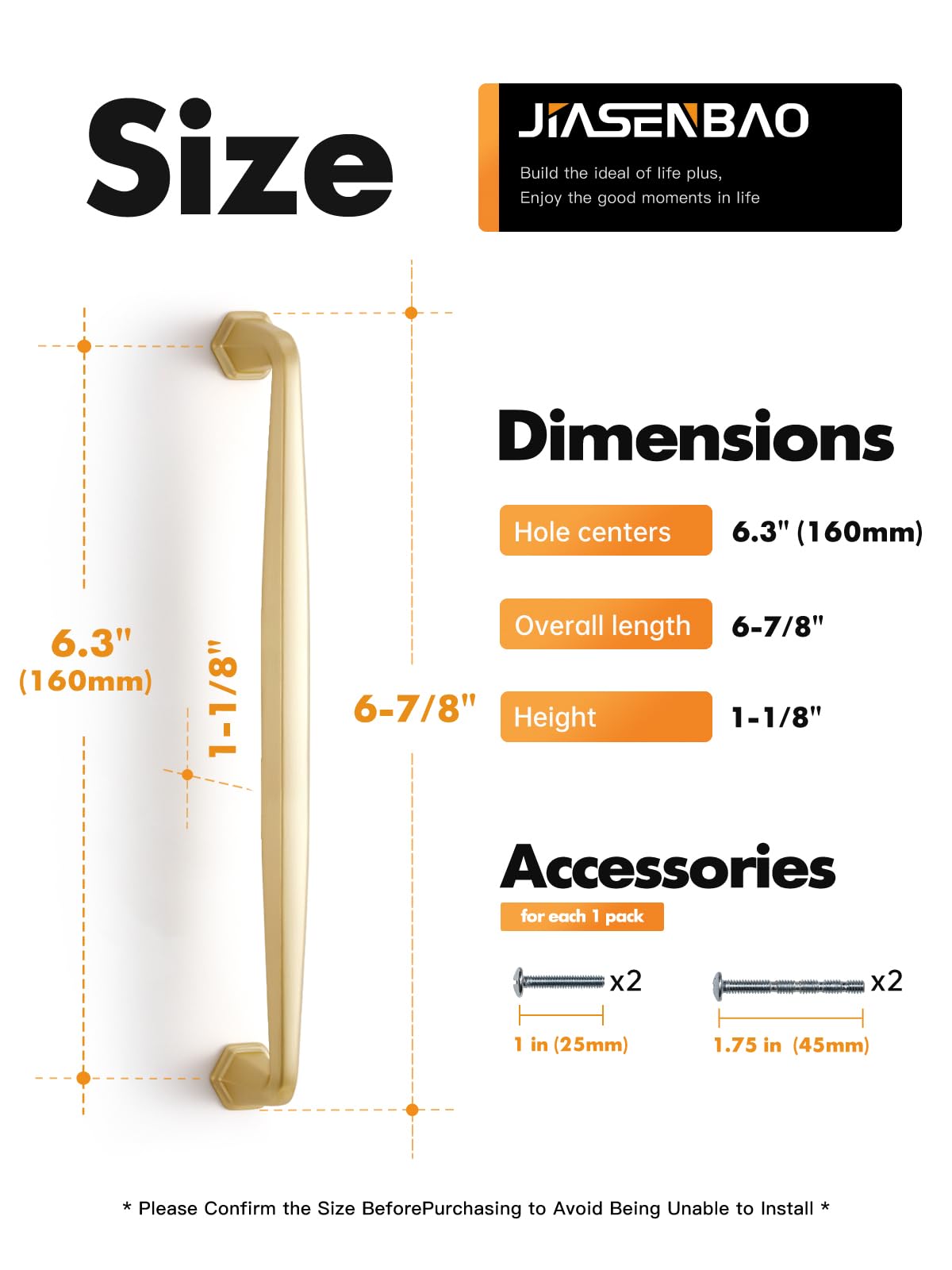 LinkMejor 2 Pack Antique Brass Cabinet Pulls 6.3" Hole Center