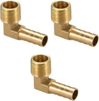 Brass Barb Hose Fitting, 90 Degree Elbow 10mm Barbed to 3/8 PT Male Pipe Adapter Connector 3pcs