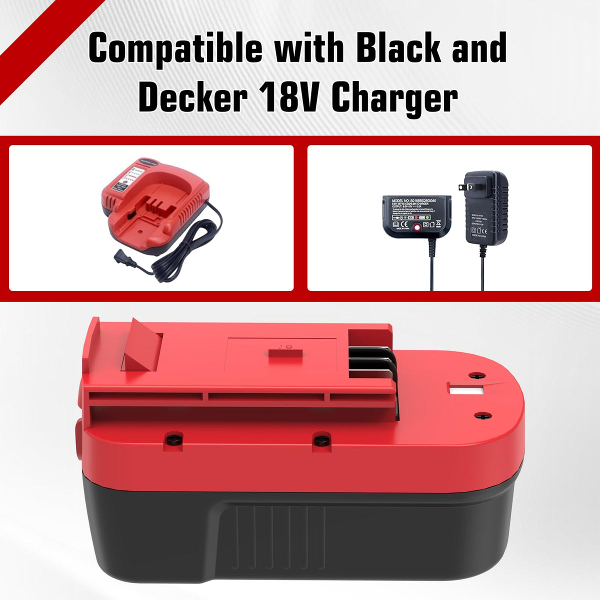 2-Pack [Opgraderet til 4500mAh] Erstatning til Black and Decker 18V Batteri