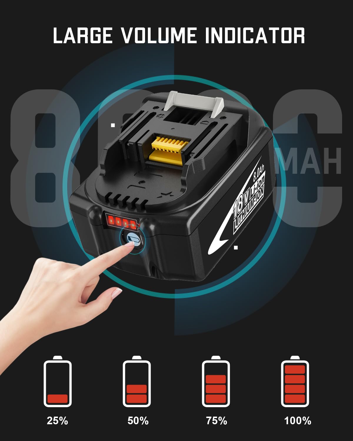 LinkMejor BL1860B 8000mAh Zastępstwo dla Akumulatora Makita 18V (Multi-2PC)