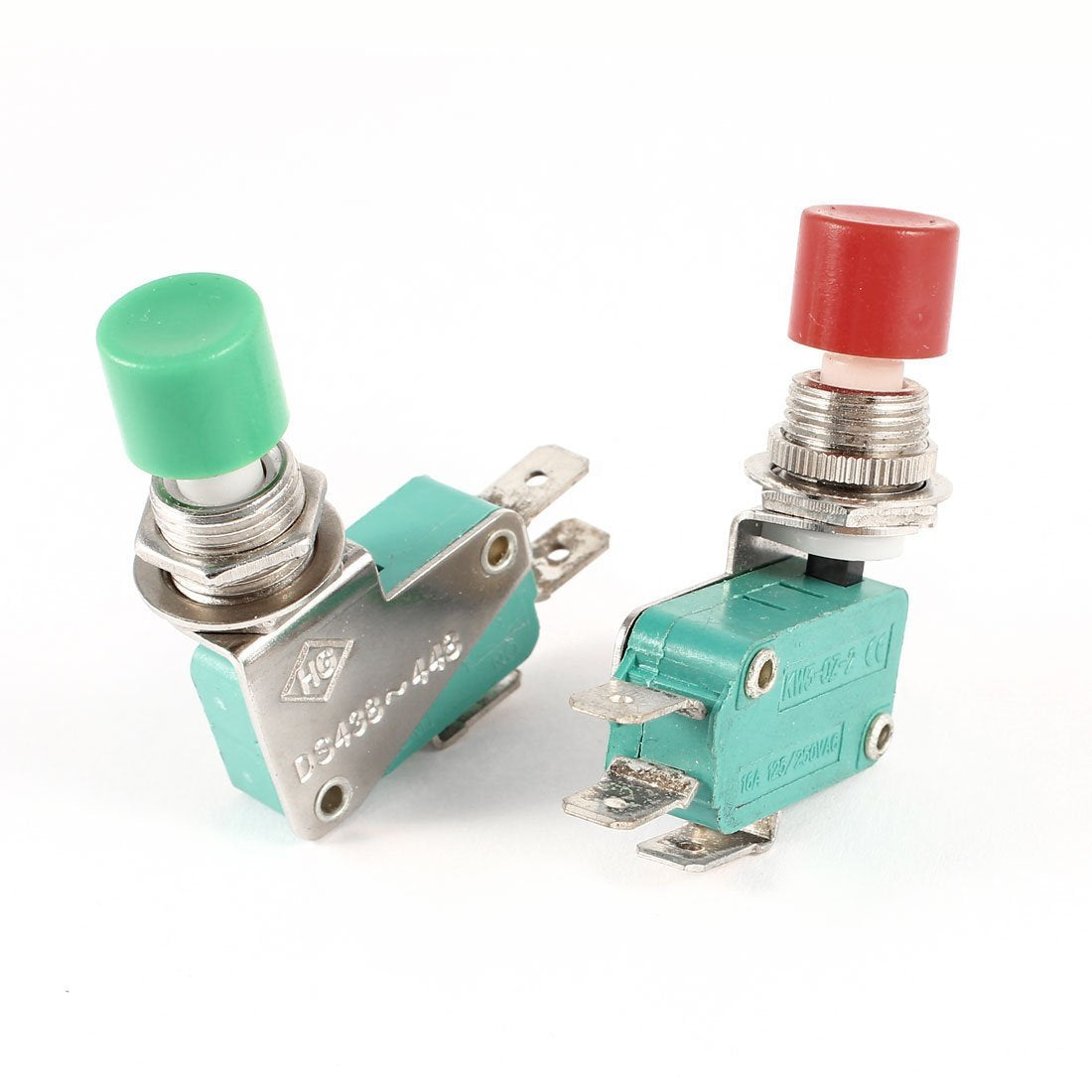 2pcs DS438-448 Red Green SPDT Micro Push Button Switch AC 16A 125/250V