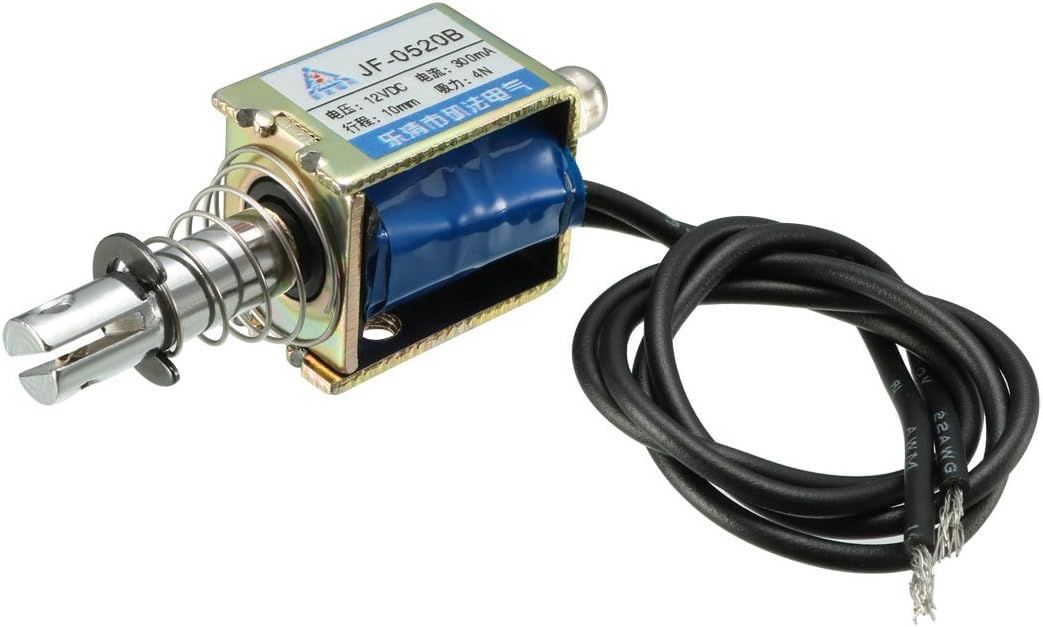 12VDC 4N 10mm Stroke Pull Push Solenoid Electromagnet Open Frame Type Linear Motion JF-0520B