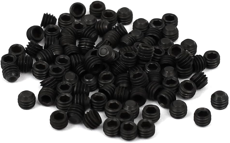 DIN916 M3x2.5mm Metal Grade 10.9 Hex Socket Set Screw Bolt Fastener Black 100pcs