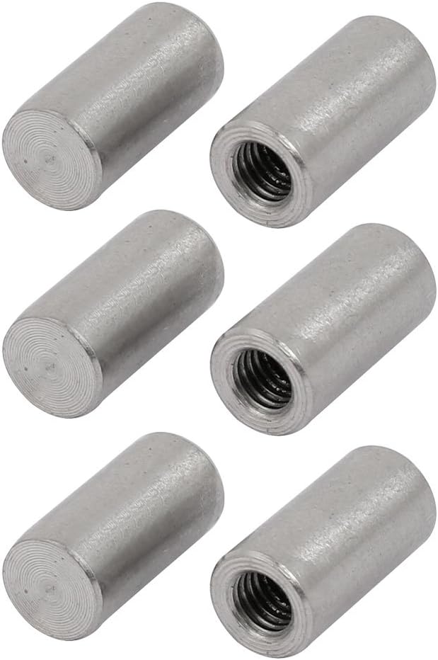 304 Stainless Steel M5 Female Thread 8mm x 16mm Cylindrical Dowel Pin 6pcs