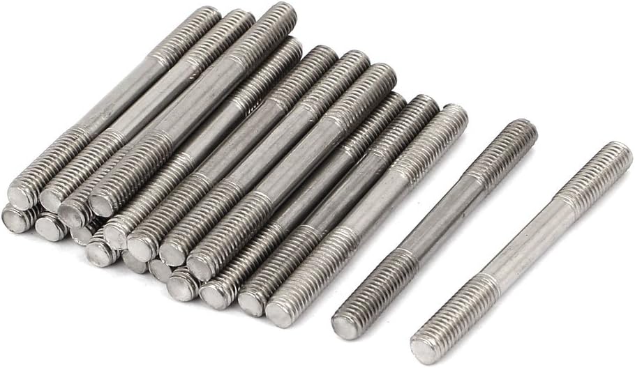 M5x50mm 304 Stainless Steel Double End Threaded Stud Screw Bolt 20pcs