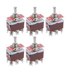 DPDT Rocker Toggle Switch Heavy-Duty 15A 250V 6P (Momentary ON)/Off/(Latching ON) Metal Bat 5pcs