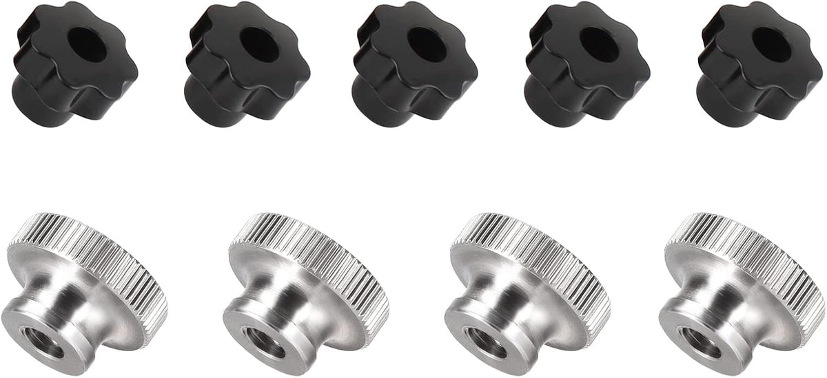 10Pcs M6x 32mm Plastic Star Head Clamping Knob Grip and 4Pcs M6 Knurled Thumb Nuts