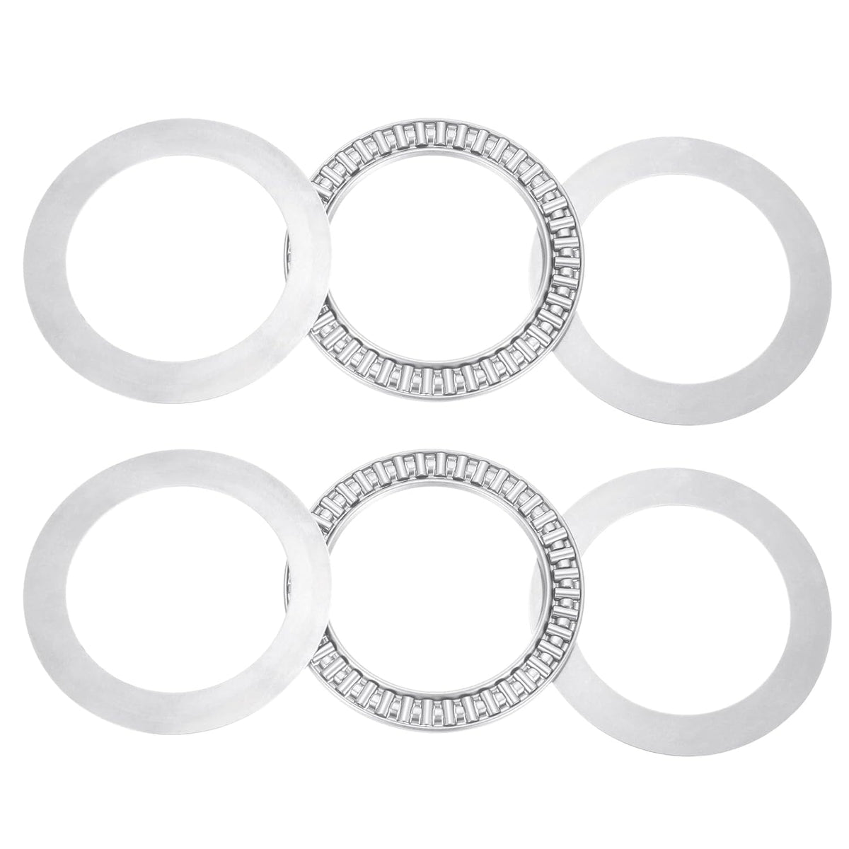 2 Pcs AXK5070 2AS Thrust Needle Roller Bearings with Washers, 1.97" ID, 2.76" OD, 0.2" Thk, for Lawn Mower Truck Power Steering, Chrome Steel (ABEC5)