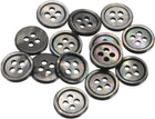 15Pcs Natural Shell Button, 4 Hole 11.5mm Mother of Pearl Buttons for Shirt Coats Suits Jacket Jeans Skirts DIY Sewing Crafts, Black/Silver