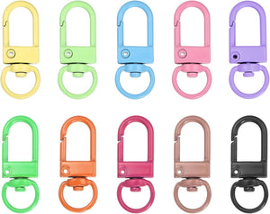 Lobster Claw Clasps, 50Pcs 33mm - Metal Swivel Clasps Snap Hook, Lanyard Clips for Bag Keychains Purses Charm Jewelry Making Connector DIY Craft Accessories (10 Colors)