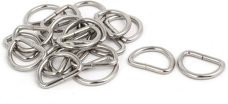 LinkMejor 20pcs Luggage Bag D Shaped Loop Ring Buckle Fastener Silver Tone for 20mm Width Strap Belt