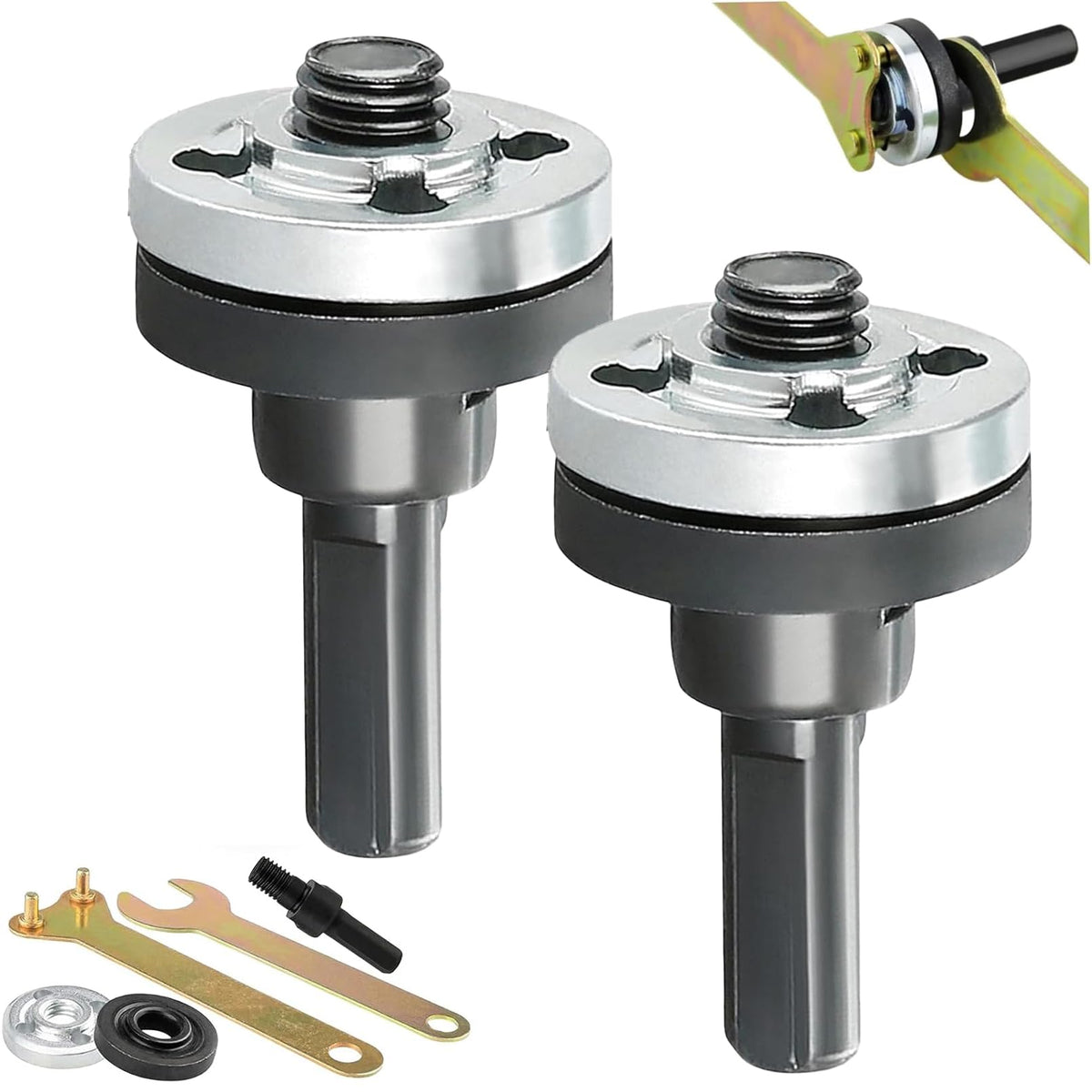 Dönüş Angle Grind Adaptörü Bağlantı Çubuğu Seti, Elektrikli Delici Dönüş Angle Grind Aksesuarları ile Değiştirme Grind Flanjer Nutları ve Çark Wrench Dönüş Aracı