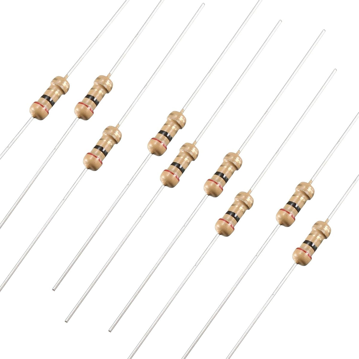 1000Pcs 2 Ohm Resistor, 1/4W 5% Tolerance Carbon Film Resistors, 4 Bands for DIY Electronic Projects and Experiments