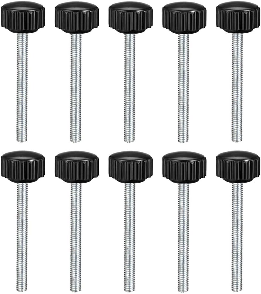 M4 x 40mm Metric Male Thread Knurled Clamping Knobs Grip Thumb Screw on Type Hand Clamping Handle Bolt with Plastic Knobs Black 10 Pcs
