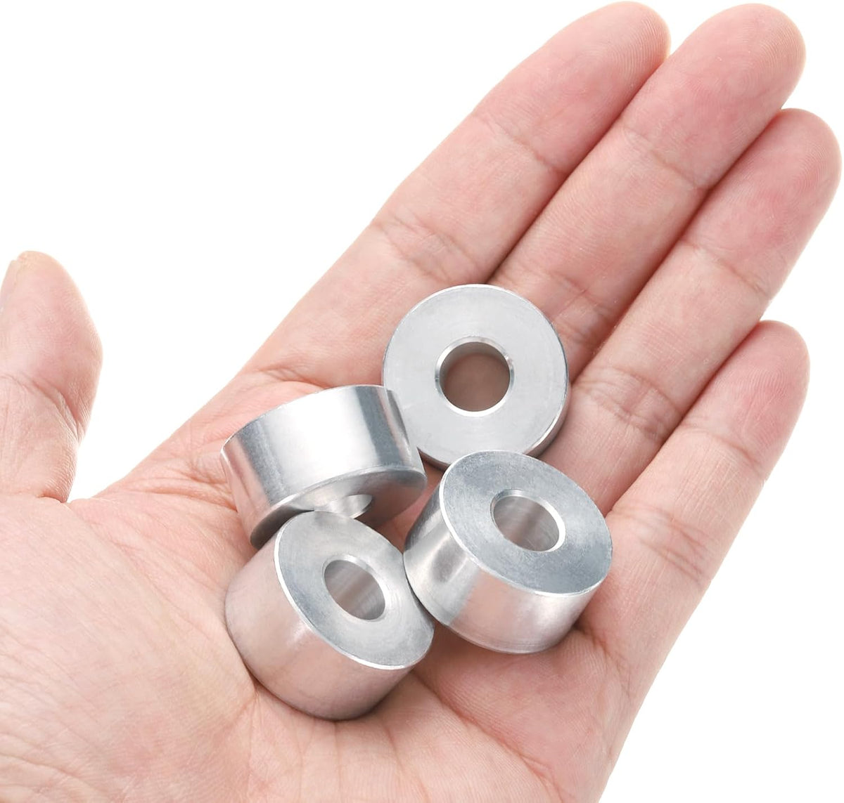 4 Stück Aluminium-Spacer, Bohrung 3/8", OD 1", Länge 1/2", runder Metall-Spacer für Schrauben mit 3/8 ID, zum Verwenden mit Bolzen und Stäben (Paket von 2 Stück)