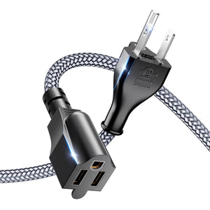 LinkMejor Cablu de Extensie Outdoor, 10FT/2m Cablu Universal Făcut din Fâșii, 3 Prong Extension Cord, 18AWG Cablu de Extensie Interioară pentru PC Monitor Scanner Printere, Cablu de Alimentare NEMA 5-15P la C5 pentru Calculator