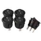 5Pcs AC250V/10A 125V/12A 3P SPST I/O Round Button Boat Rocker Switch Toggle On/Off