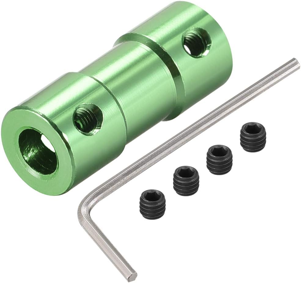 3mm to 5mm Bore Rigid Coupling 25mm Length 10mm Diameter Aluminum Alloy Shaft Coupler Connector Green 2pcs