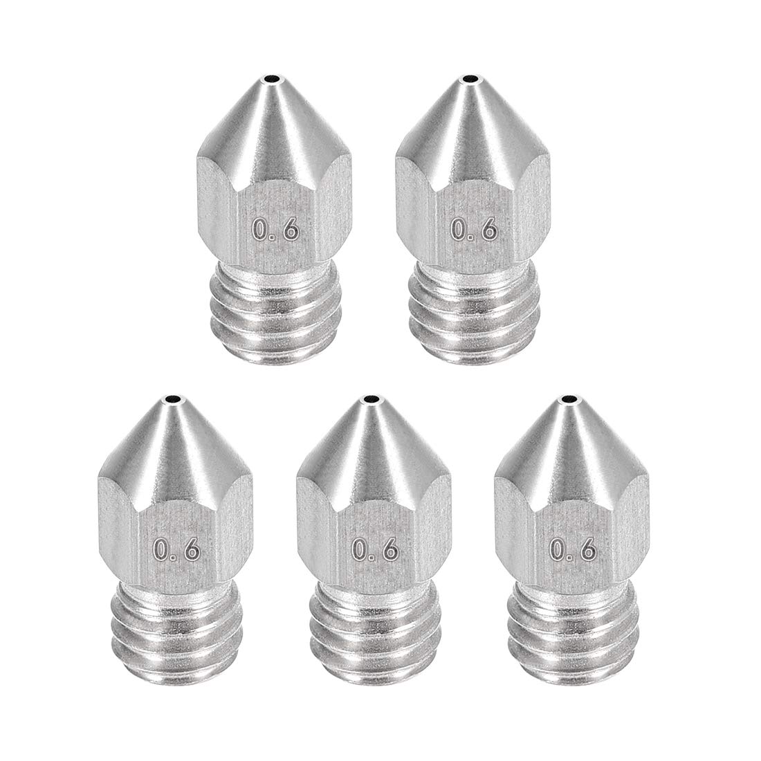 5pcs 3D Printer Nozzle,Stainless Steel Nozzle 0.6mm,Extruder Print Head