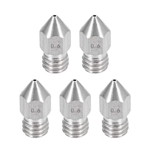 5pcs 3D Printer Nozzle,Stainless Steel Nozzle 0.6mm,Extruder Print Head