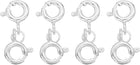 LinkMejor 4 Pcs Double Spring Clasp, 6mm/0.24" 925 Silver Round Open Spring Ring Clasps Connectors for DIY Necklace Bracelets Jewelry Making, Silver Tone