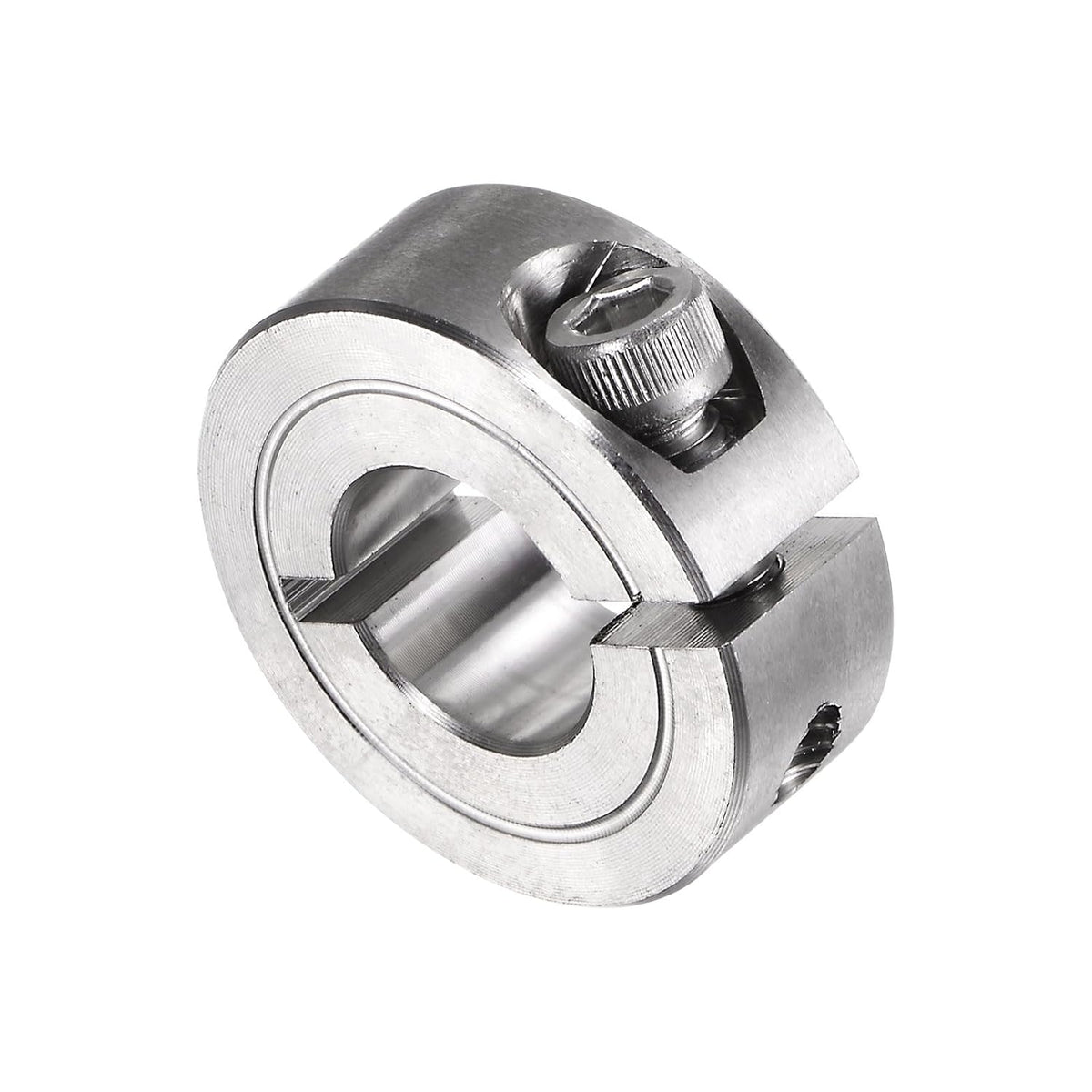 Single Split Clamp-On Shaft Collar 1/2" Bore One-Piece Clamping Collar, 1-1/8" OD, 13/32" Width, 304 Stainless Steel Axle Collar Clamp, Set Screw Style