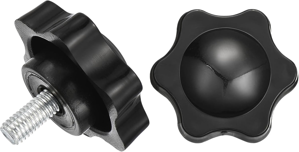 2Pcs Star Knobs, M6x12mm Plastic Hex Shaped Clamping Handle Screw Knobs, Hand Tightening Star Screw Knob for Machinery Umbrella Base Replacement