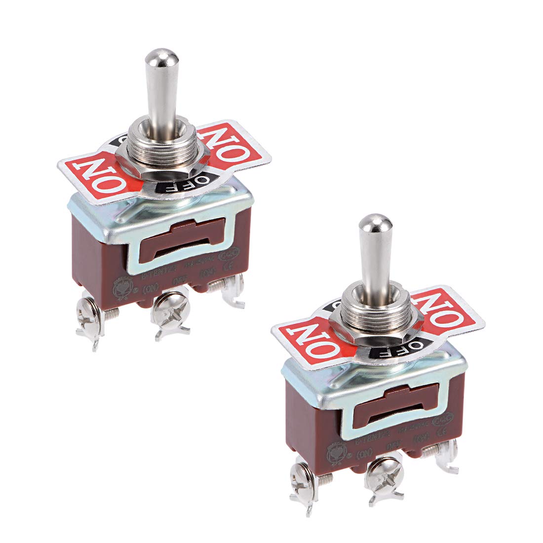 SPDT Momentary Rocker Toggle Switch Heavy-Duty 15A 250V 3P ON/Off/ON Metal Bat 2pcs