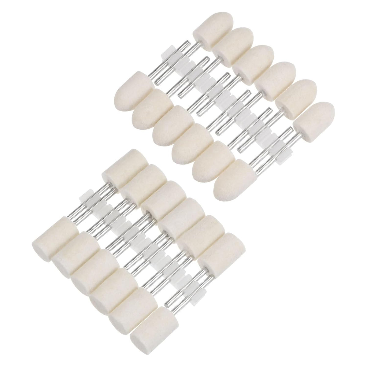 24Pcs Wool Felt Mandrel Mounted Polishing Bits 12mm Dia 1/8" Shank 2 Shaped Grinding Buffing Wheel for Watch Jewelry Rotary Tool