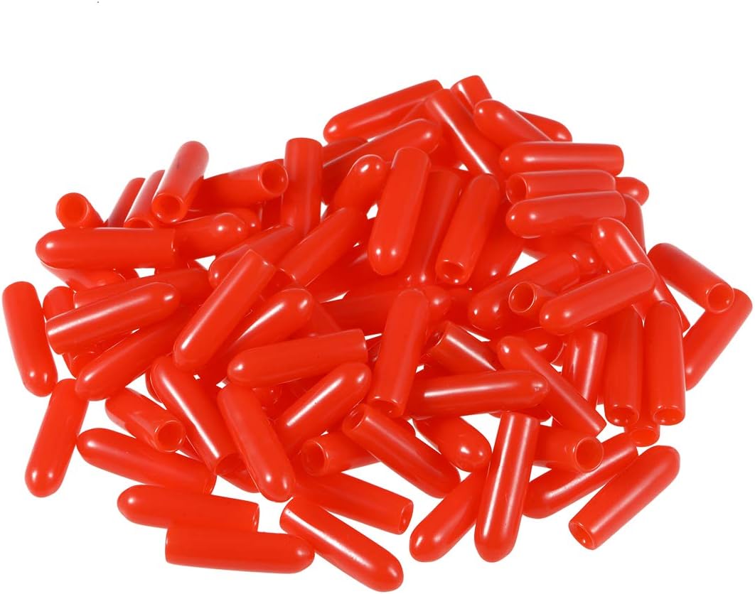 100pcs Rubber End Caps 2.5mm ID Vinyl Round Tube Bolt Cap Cover Thread Protectors Red