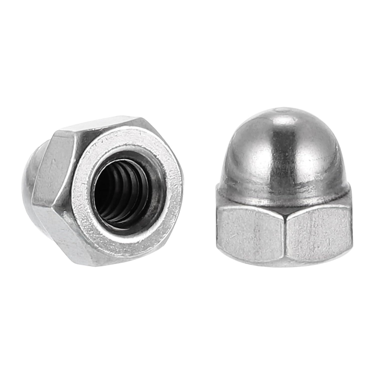#10-24 Acorn Cap Nuts, 10Pcs Carbon Steel Dome Cap Head Acorn Nut Hardware Nuts for Bolt Cover Nickel Plating, Silvery