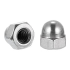 #10-24 Acorn Cap Nuts, 10Pcs Carbon Steel Dome Cap Head Acorn Nut Hardware Nuts for Bolt Cover Nickel Plating, Silvery