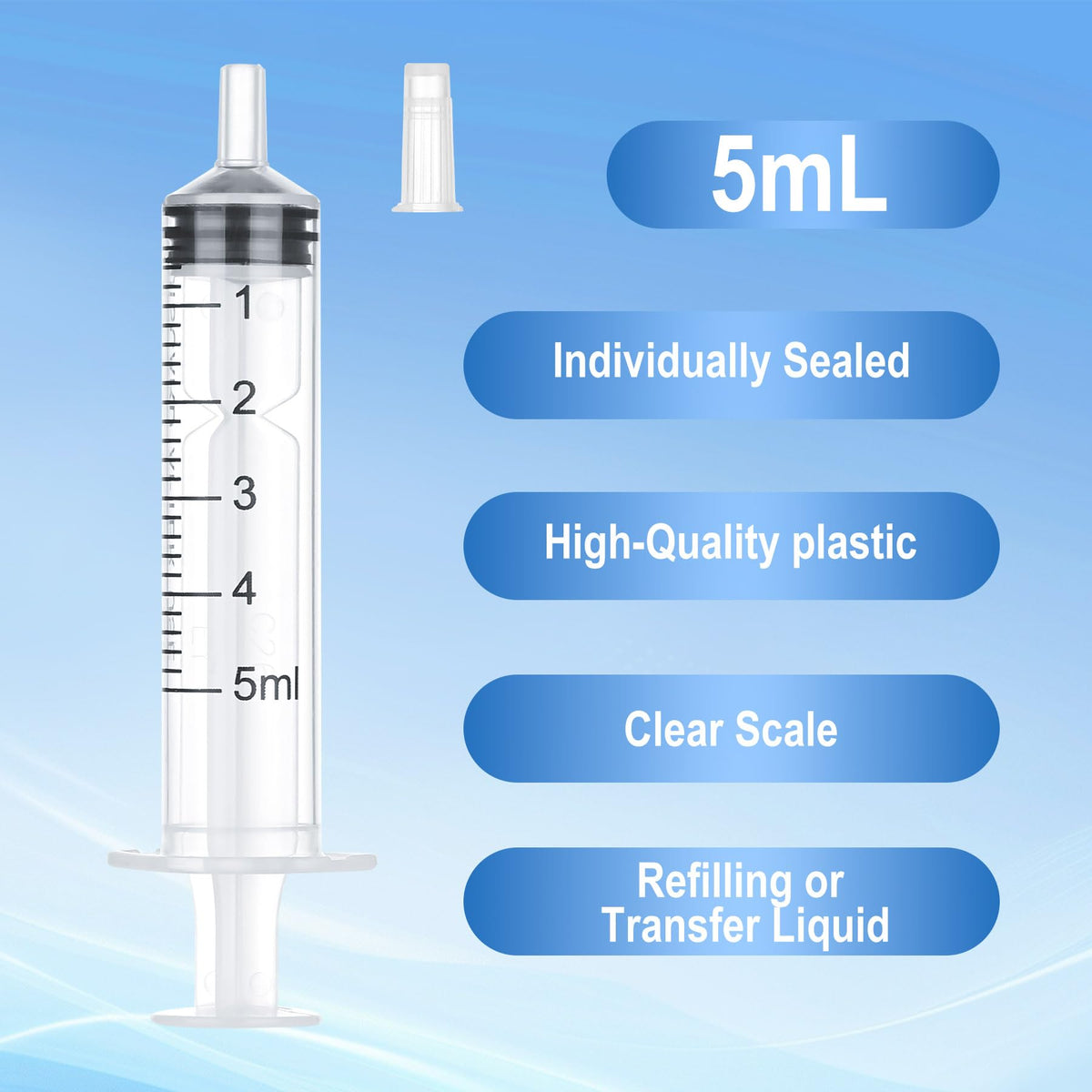Syringe 5ml z rączką do używania, bez igieł, 10 sztuk