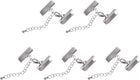 5Sets Ribbon Crimp Clamp Ends with Lobster Claw Clasps & Extension Chain, 20mm Smooth Cord End Clasps for DIY Craft Making, Silver Tone