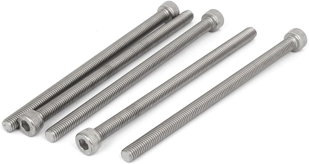 M8x140mm Thread 304 Stainless Steel Hex Socket Head Cap Screw Bolt DIN912 5pcs