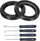 2Pcs Oil Seal, 35x50x8mm TC Nitrile Rubber Double Lip Cover with Hook Kit and Spring for Mechanical Automobile Bearing Shaft, Black