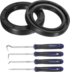 2Pcs Oil Seal, 35x50x8mm TC Nitrile Rubber Double Lip Cover with Hook Kit and Spring for Mechanical Automobile Bearing Shaft, Black
