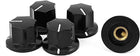 5 Pcs Potentiometer Control Switch Volume Caps Knurled Cap 6mm Dia Black