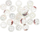 25 Pcs Natural Shell Buttons, 4 Hole Mother of Pearl Buttons 9mm Sewing Craft Buttons for Shirt Sewing DIY Crafts Decoration, White/Blue